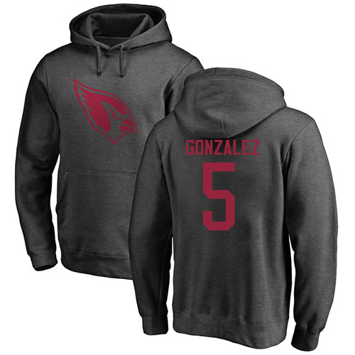 Arizona Cardinals Men Ash Zane Gonzalez One Color NFL Football #5 Pullover Hoodie Sweatshirts